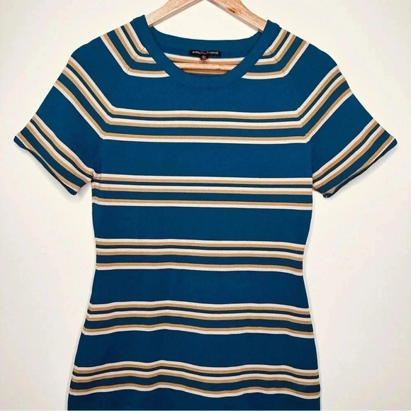 W118 by Walter Baker Teal Stripe Knit Bodycon Dress Size Medium - Picture 3 of 6